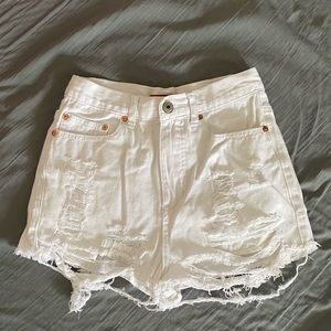 White Distressed Highwaisted shorts